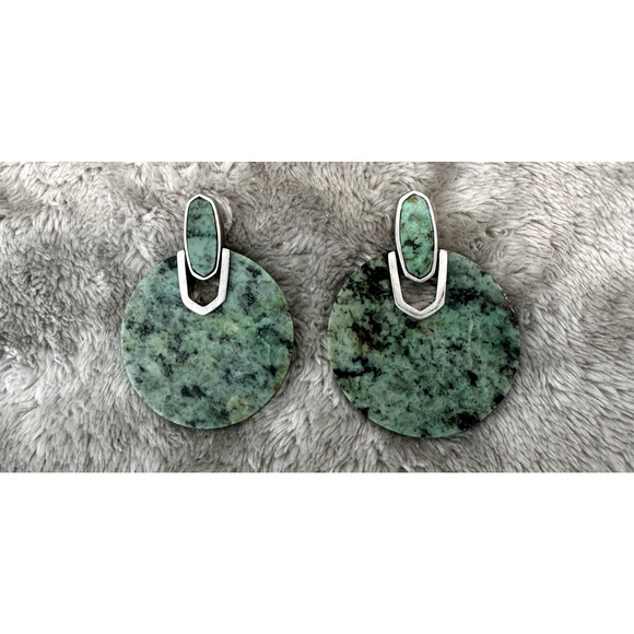 Kendra Scott Didi Dangle Statement Earrings Silver African Turquoise - Picture 1 of 4